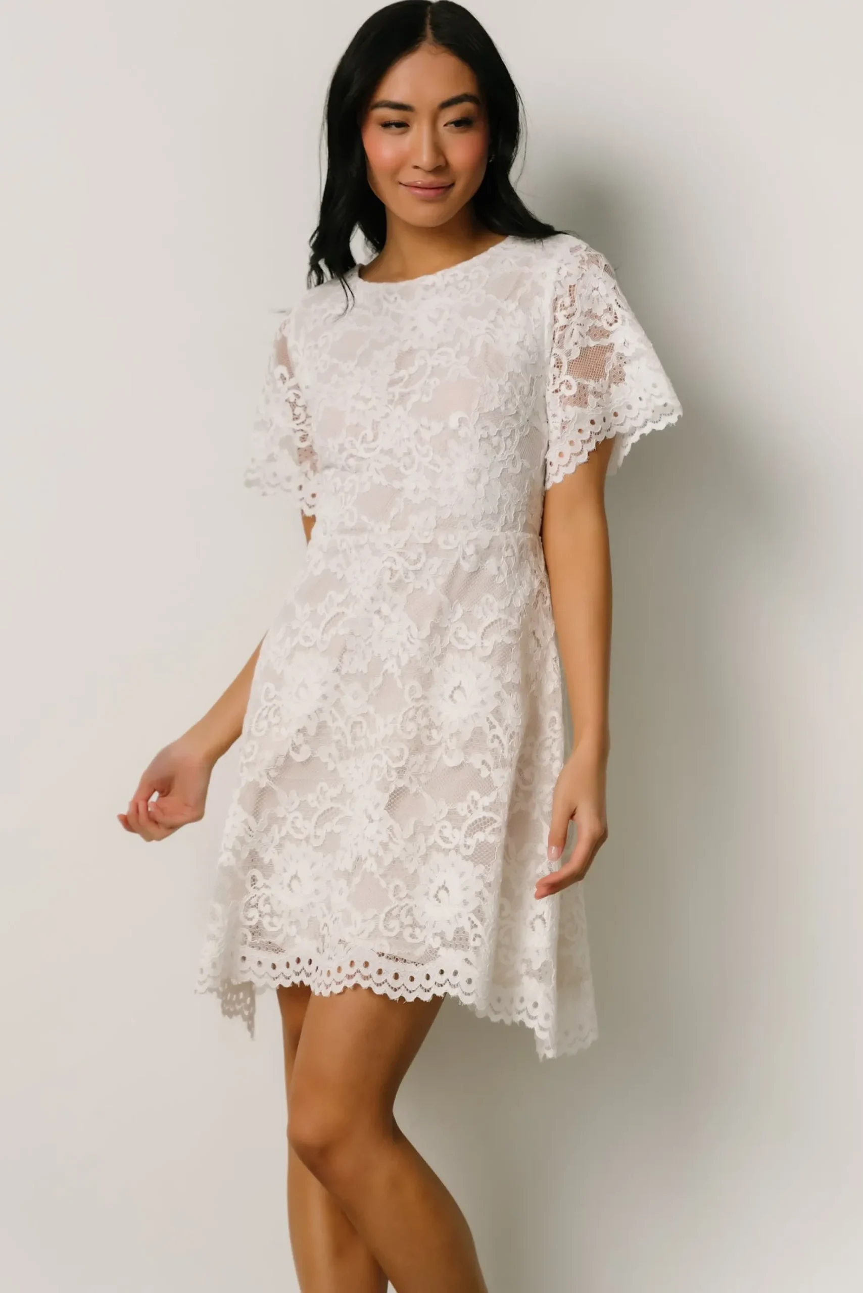 Clearance Baltic Born Aasha Lace Short Dress | Off White