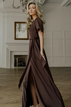 Online Baltic Born Agnes Satin Maxi Dress | Espresso