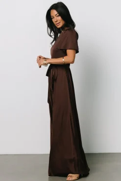 Online Baltic Born Agnes Satin Maxi Dress | Espresso