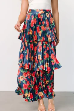 Sale Baltic Born Alaina Tiered Maxi Skirt | Navy Floral