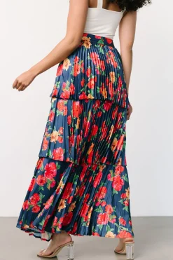 Sale Baltic Born Alaina Tiered Maxi Skirt | Navy Floral