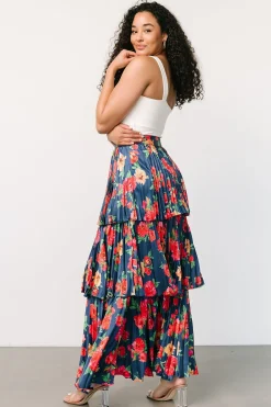 Sale Baltic Born Alaina Tiered Maxi Skirt | Navy Floral