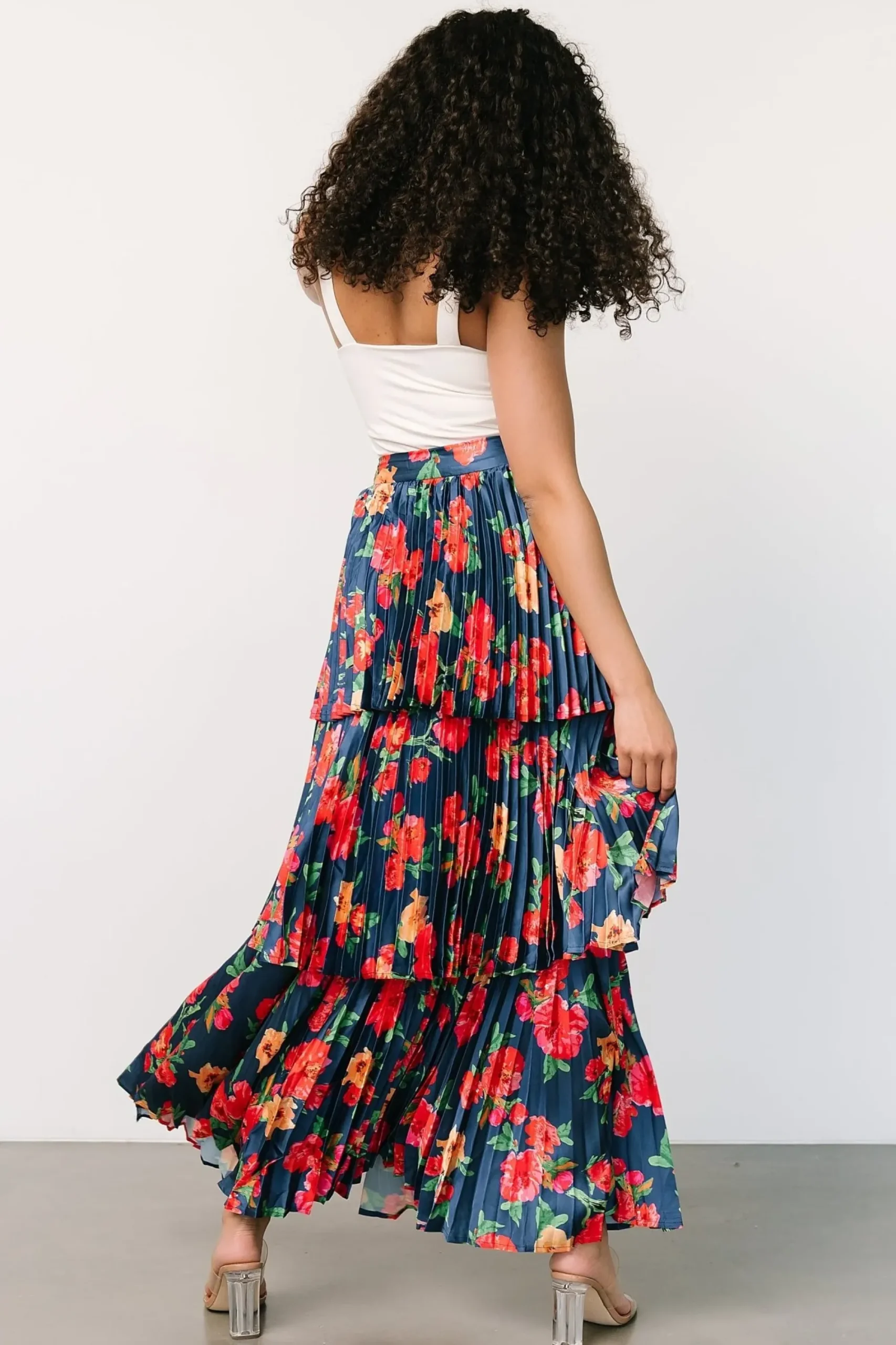 Sale Baltic Born Alaina Tiered Maxi Skirt | Navy Floral