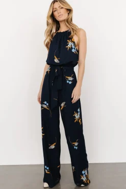 Outlet Baltic Born Alameda Halter Jumpsuit | Navy Blue Floral
