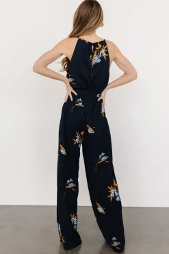 Outlet Baltic Born Alameda Halter Jumpsuit | Navy Blue Floral