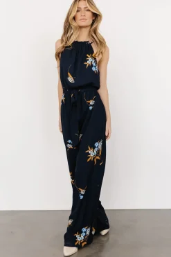 Outlet Baltic Born Alameda Halter Jumpsuit | Navy Blue Floral
