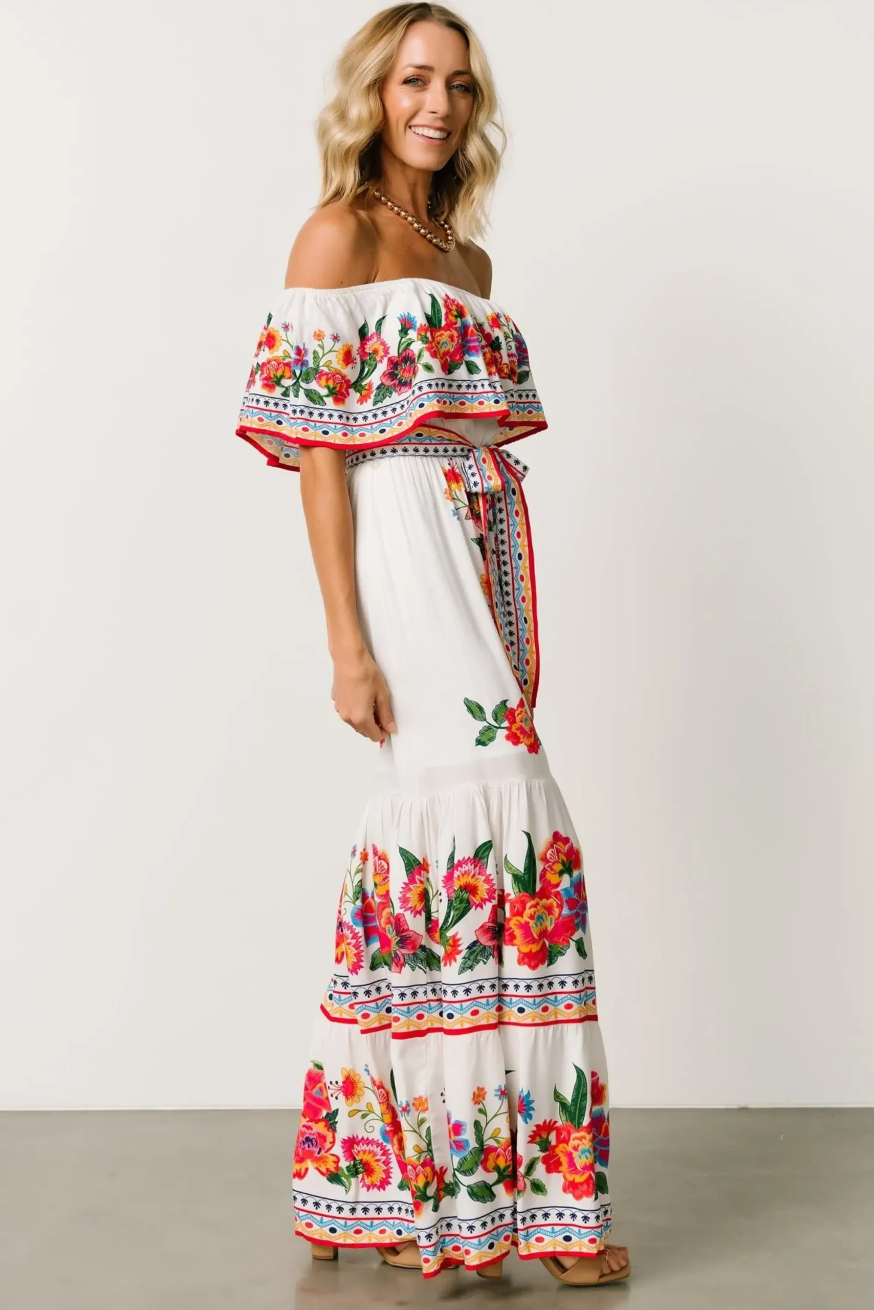 New Baltic Born Alejandra Maxi Dress | Ivory Multi Floral