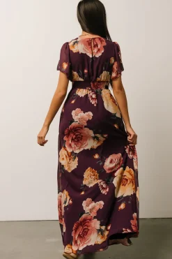 Clearance Baltic Born Alexandria Smocked Maxi Dress | Eggplant Floral