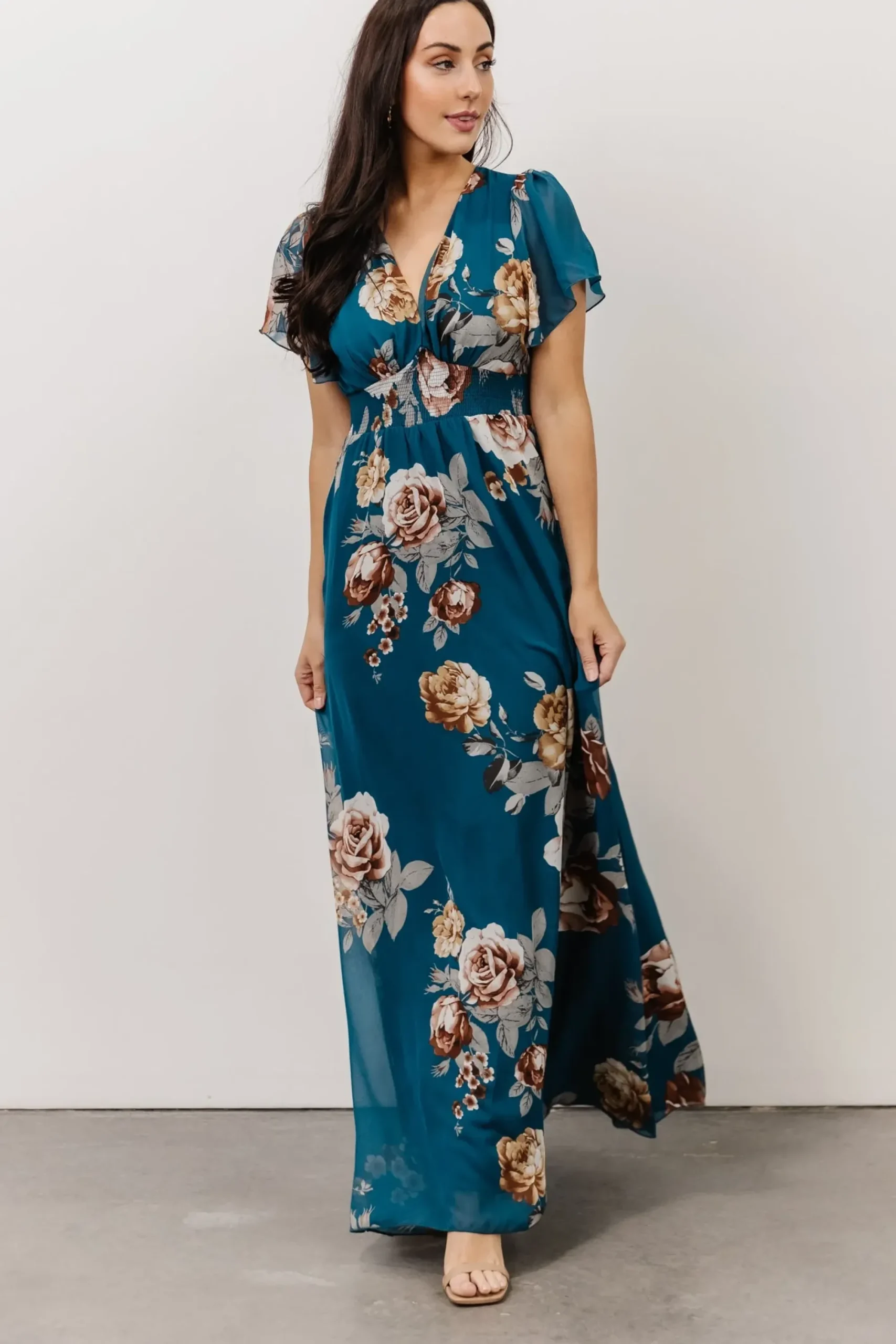 Discount Baltic Born Alexandria Smocked Maxi Dress | Blue Floral