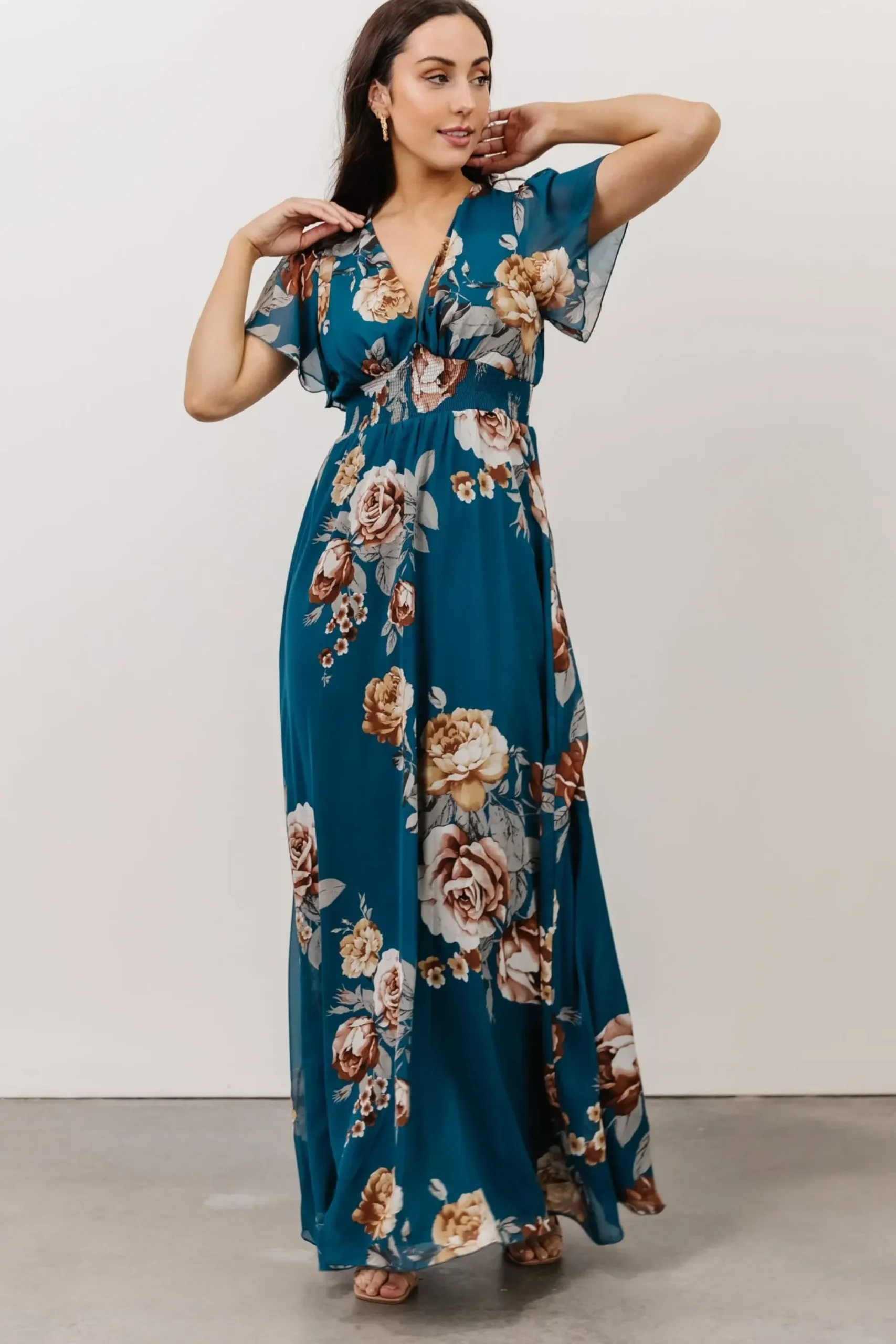 Discount Baltic Born Alexandria Smocked Maxi Dress | Blue Floral
