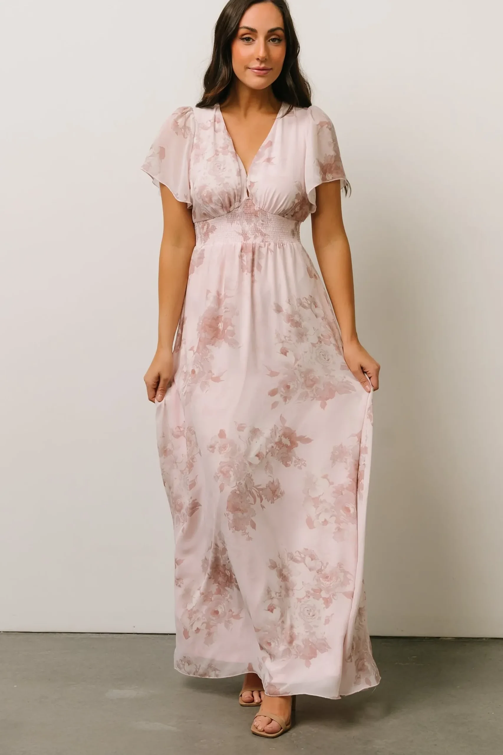 New Baltic Born Alexandria Smocked Maxi Dress | Blush Floral