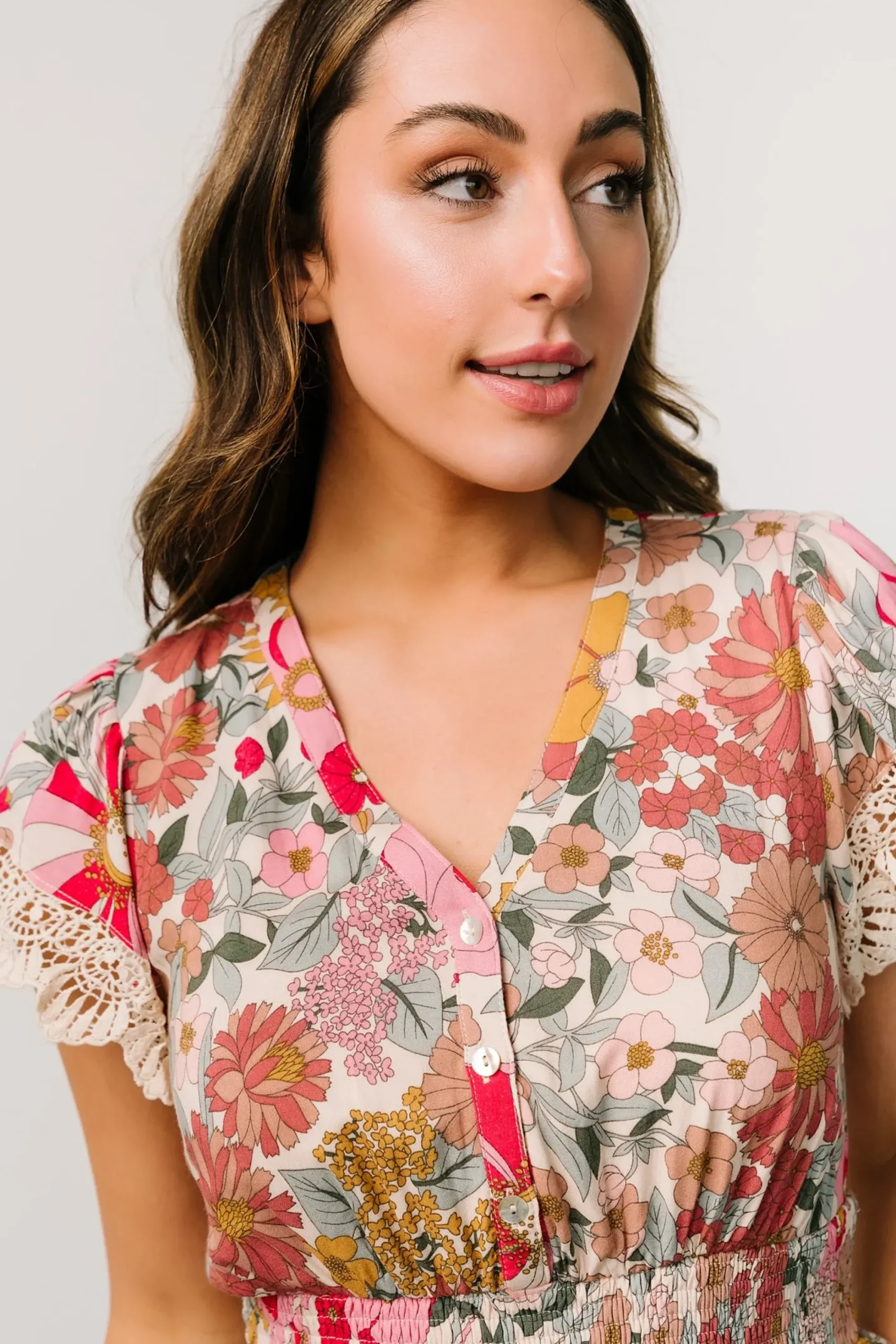 Discount Baltic Born Aliyah Midi Dress | Cream Multi Floral