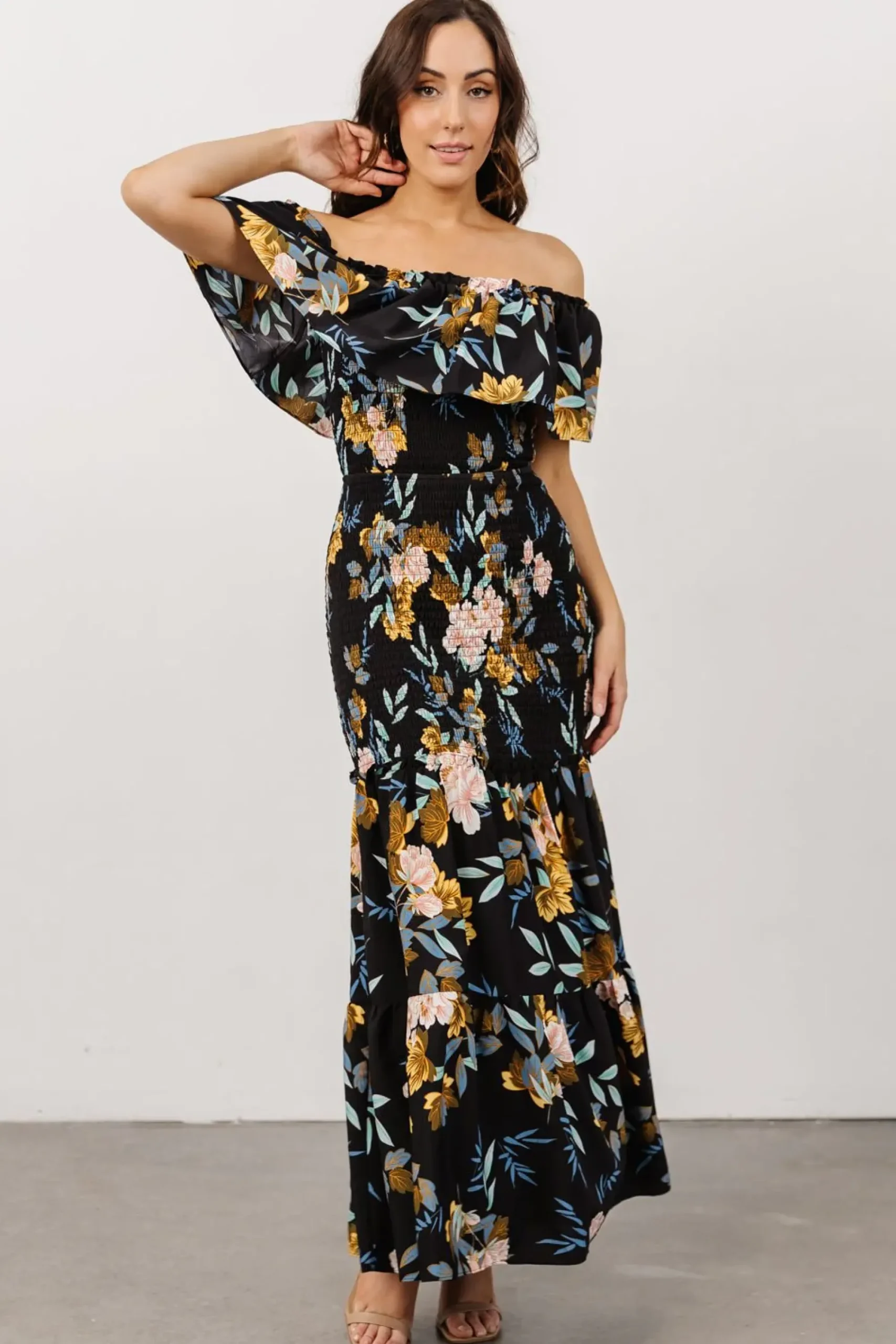Discount Baltic Born Amalfi Smocked Maxi Dress | Midnight Floral