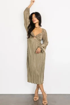 Hot Baltic Born Amani Pleated Midi Dress | Olive