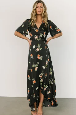 Fashion Baltic Born Amara Wrap Dress | Black + Coral Floral