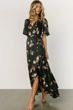 Fashion Baltic Born Amara Wrap Dress | Black + Coral Floral
