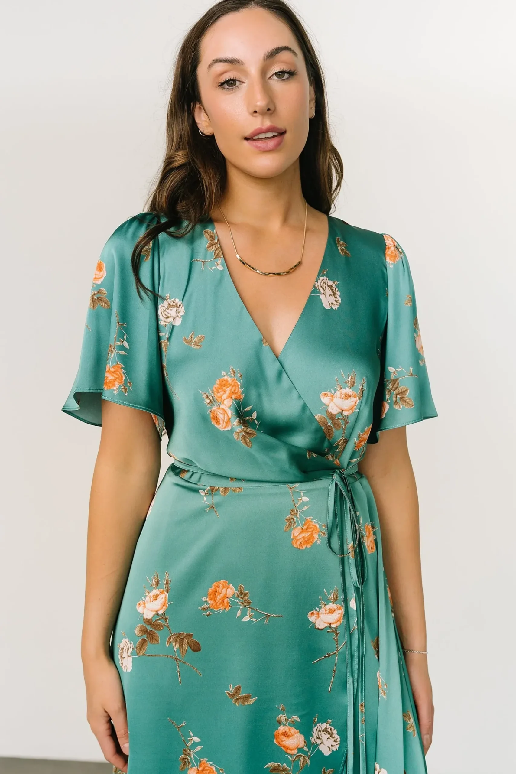 Discount Baltic Born Amara Wrap Dress | Green + Coral Floral