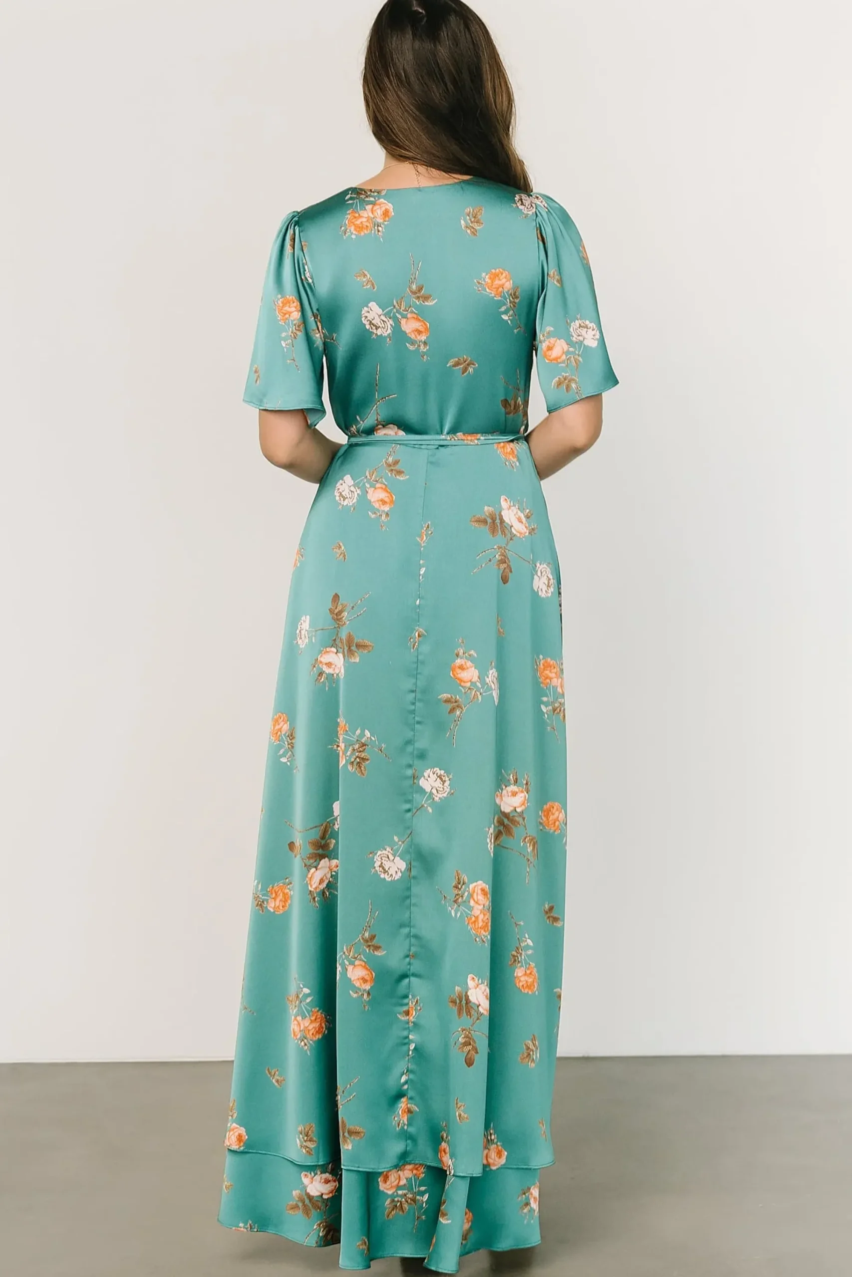 Discount Baltic Born Amara Wrap Dress | Green + Coral Floral