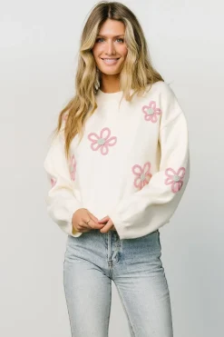 Best Baltic Born Annie Flower Knit Sweater | Pink