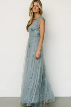 Clearance Baltic Born Annika Sequin Mesh Maxi Dress | Slate