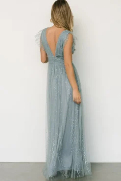 Clearance Baltic Born Annika Sequin Mesh Maxi Dress | Slate