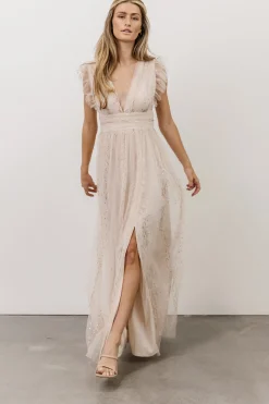 Fashion Baltic Born Annika Sequin Mesh Maxi Dress | Nude Blush