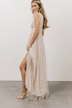 Fashion Baltic Born Annika Sequin Mesh Maxi Dress | Nude Blush