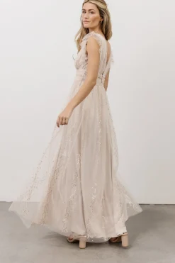 Fashion Baltic Born Annika Sequin Mesh Maxi Dress | Nude Blush