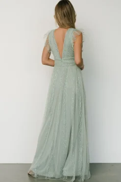 Best Baltic Born Annika Sequin Mesh Maxi Dress | Dusty Sage