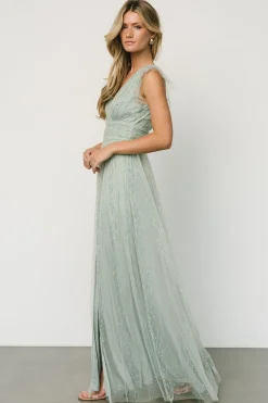 Best Baltic Born Annika Sequin Mesh Maxi Dress | Dusty Sage