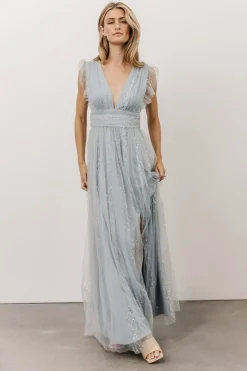 Fashion Baltic Born Annika Sequin Mesh Maxi Dress | Dusty Blue