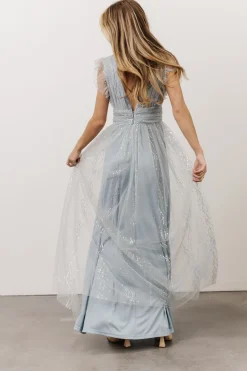 Fashion Baltic Born Annika Sequin Mesh Maxi Dress | Dusty Blue