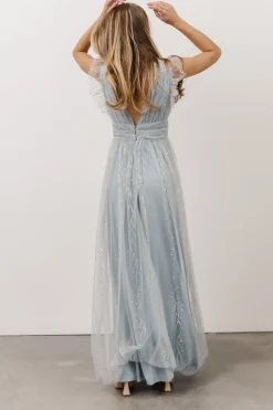 Fashion Baltic Born Annika Sequin Mesh Maxi Dress | Dusty Blue