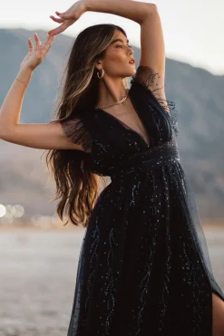 Best Baltic Born Annika Sequin Mesh Maxi Dress | Navy