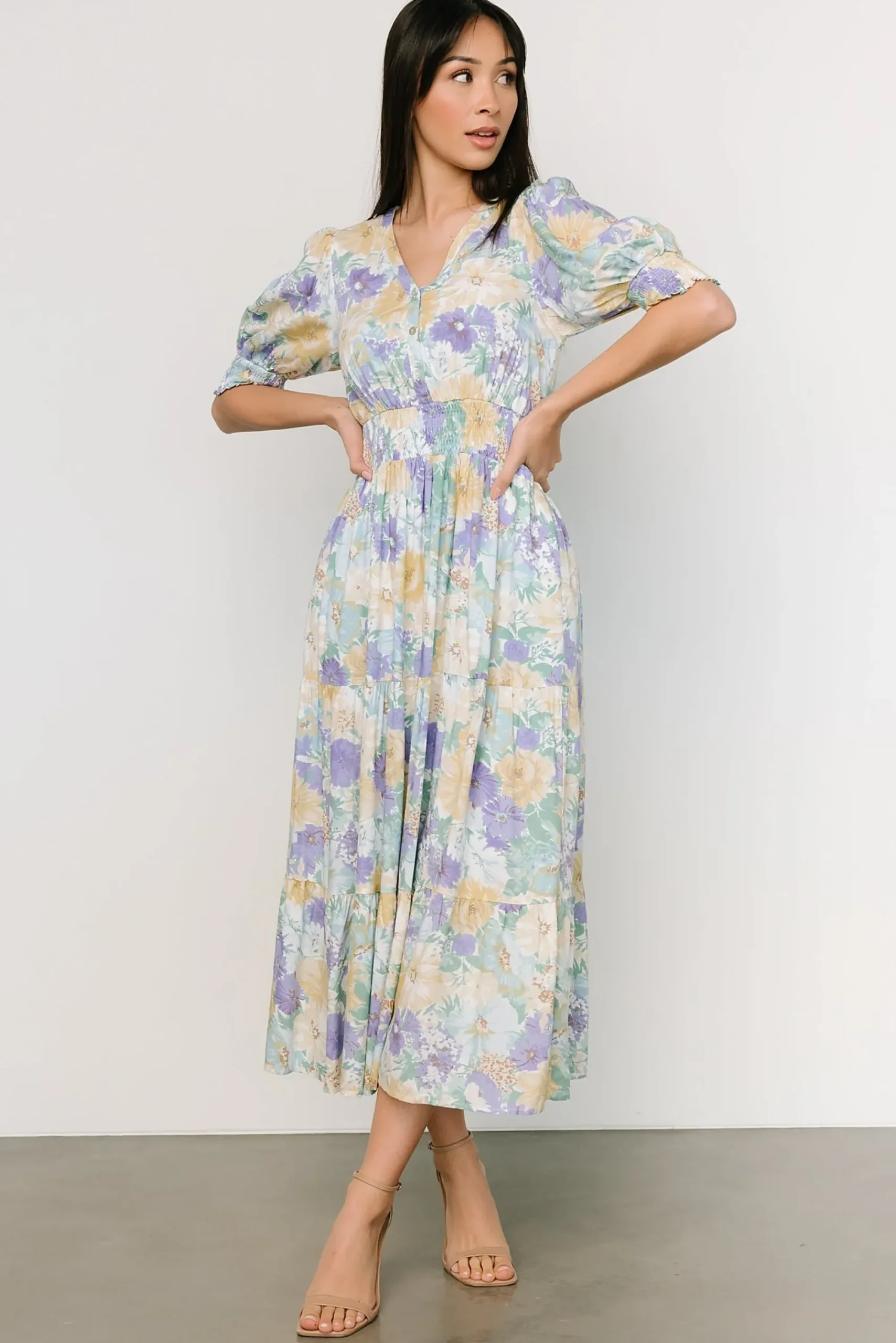 Clearance Baltic Born Anya Midi Dress | Blue Multi Floral