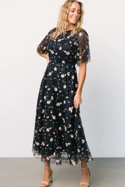 New Baltic Born Arabella Embroidered Tulle Maxi Dress | Pink + Navy