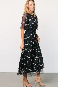 New Baltic Born Arabella Embroidered Tulle Maxi Dress | Pink + Navy