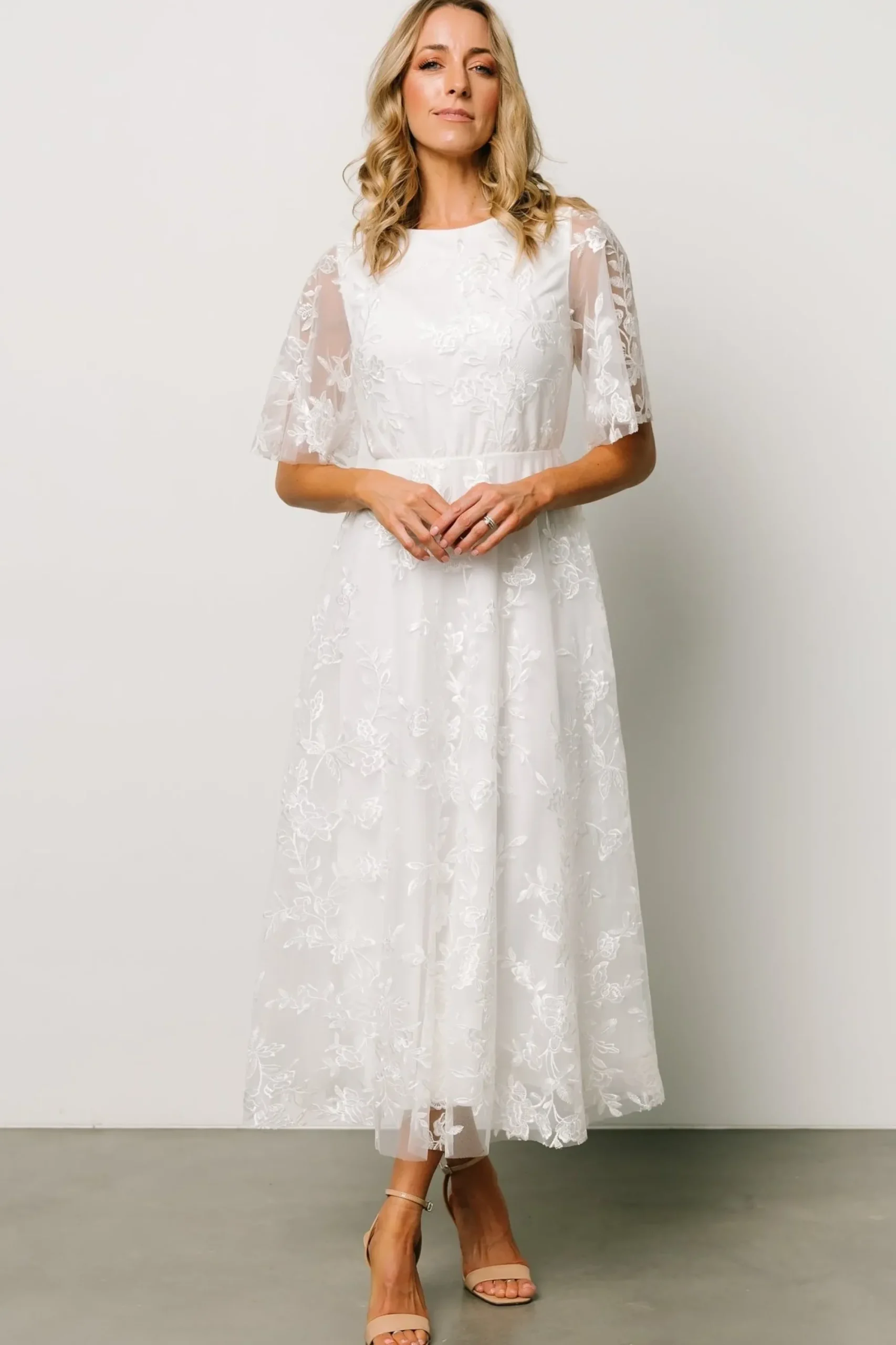 Best Baltic Born Arabella Embroidered Tulle Maxi Dress | White