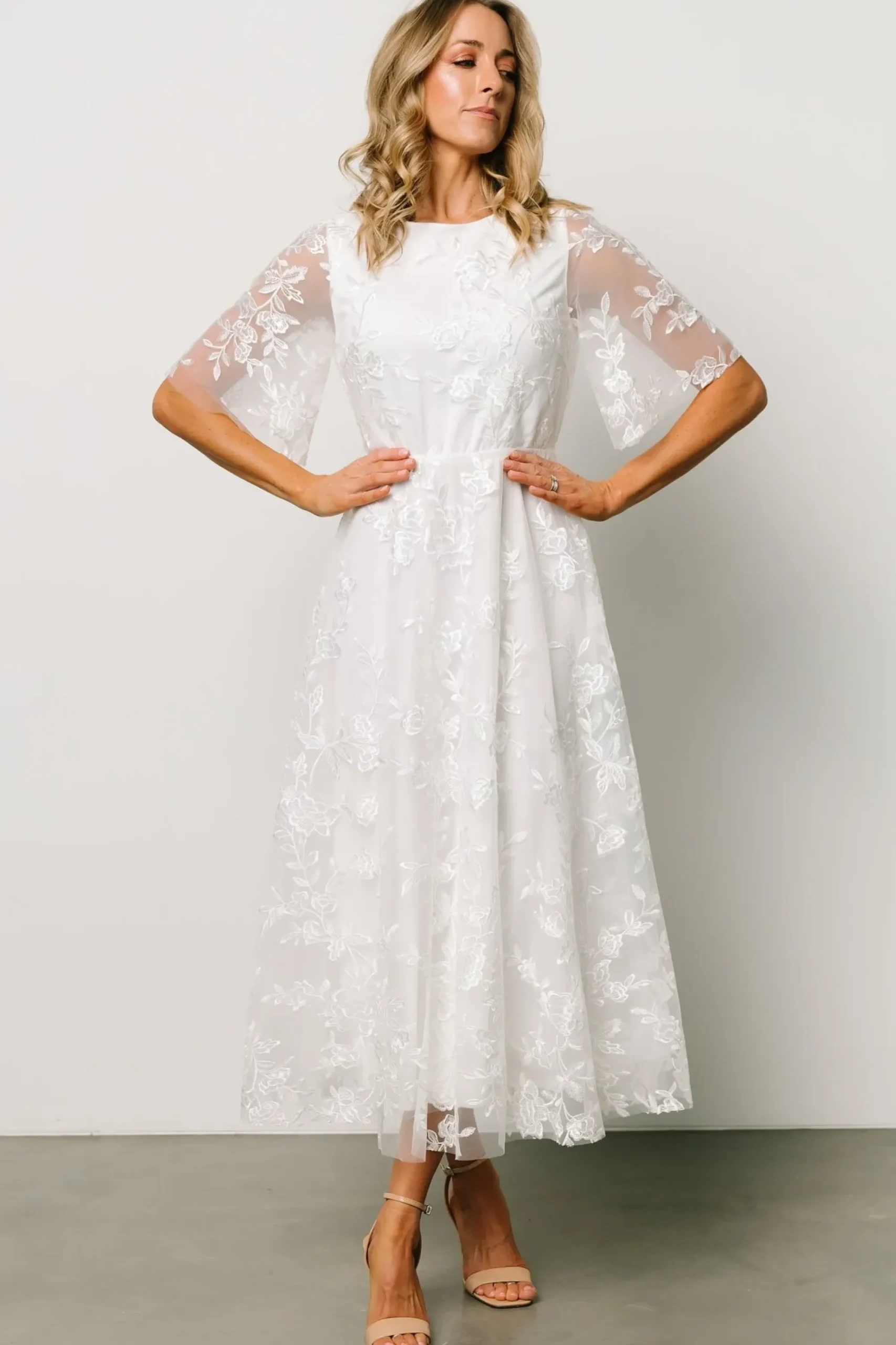 Best Baltic Born Arabella Embroidered Tulle Maxi Dress | White