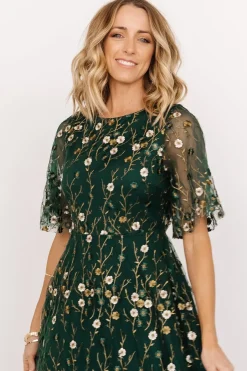 Clearance Baltic Born Arabella Embroidered Tulle Maxi Dress | Dark Green Floral