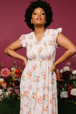 Sale Baltic Born Arla Smocked Maxi Dress | Cream Floral