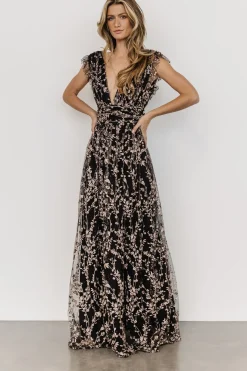 Discount Baltic Born Arlene Shimmer Gown | Black + Rose Gold
