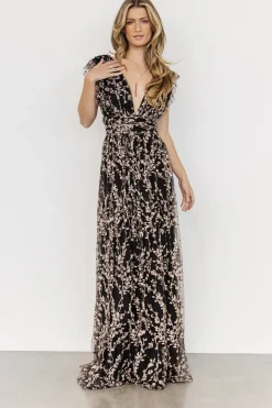 Discount Baltic Born Arlene Shimmer Gown | Black + Rose Gold