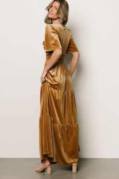 Clearance Baltic Born Artemis Velvet Maxi Dress | Dark Gold