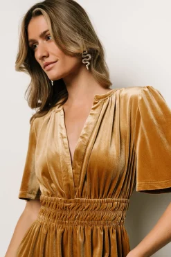 Clearance Baltic Born Artemis Velvet Maxi Dress | Dark Gold