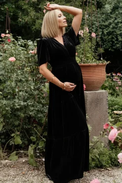New Baltic Born Artemis Velvet Maxi Dress | Black