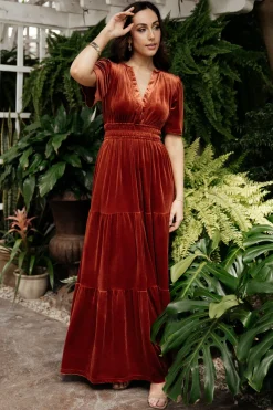 Hot Baltic Born Artemis Velvet Maxi Dress | Terracotta