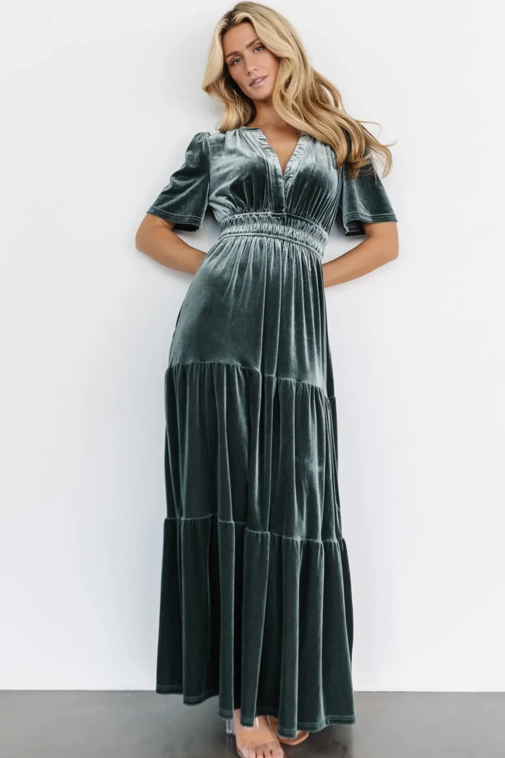Sale Baltic Born Artemis Velvet Maxi Dress | Eucalyptus