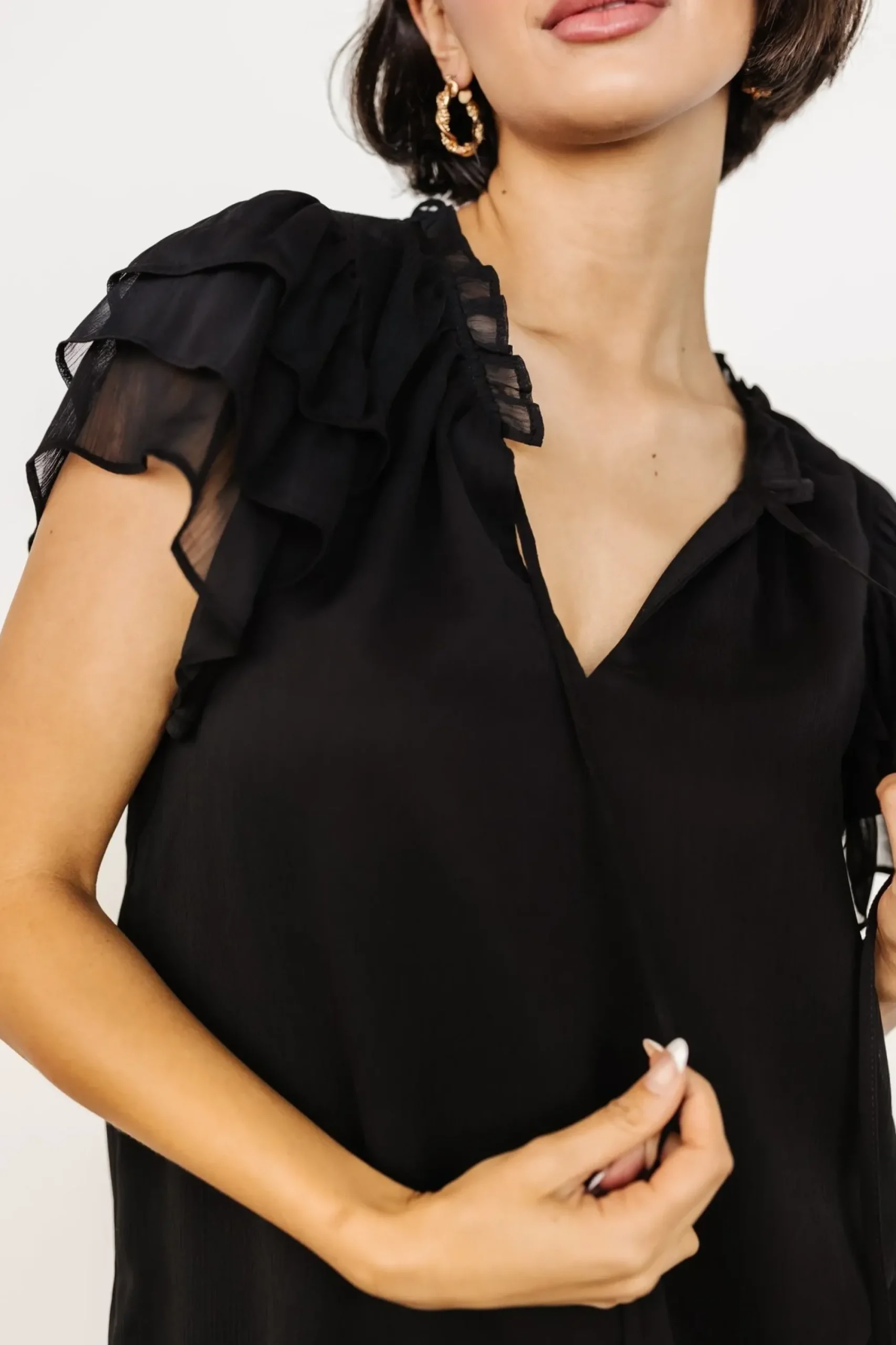 Sale Baltic Born Asher Ruffle Sleeve Top | Black