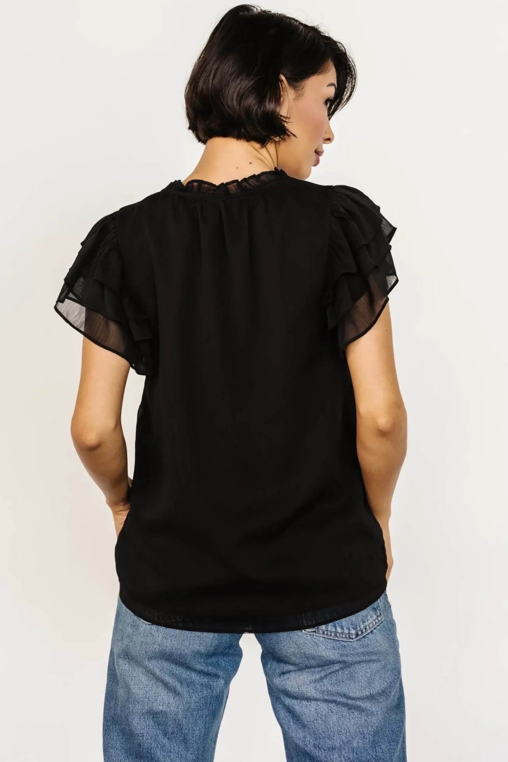 Sale Baltic Born Asher Ruffle Sleeve Top | Black